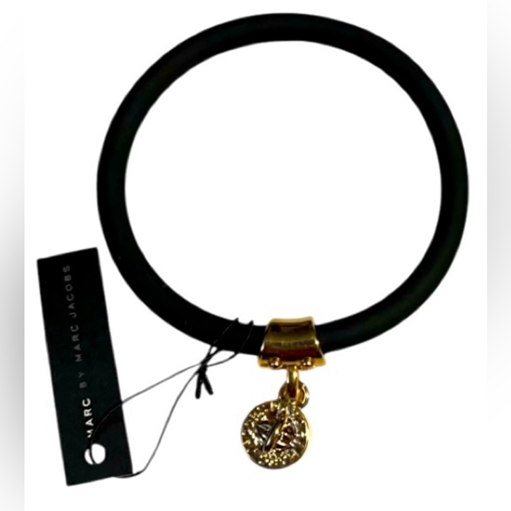 Marc by Marc Jacobs Black and Gold Silicone Bracelet with Charm NWT